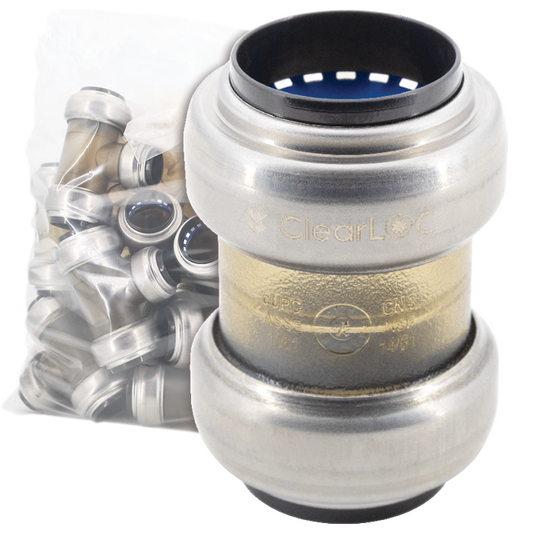 Legend Valves 457-525B 3/4" ClearLOC Removable Push-Fit Coupling Bulk Pack