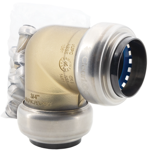 Legend Valves 457-054B 3/4" ClearLOC Removable Push-Fit Elbow Bulk Pack