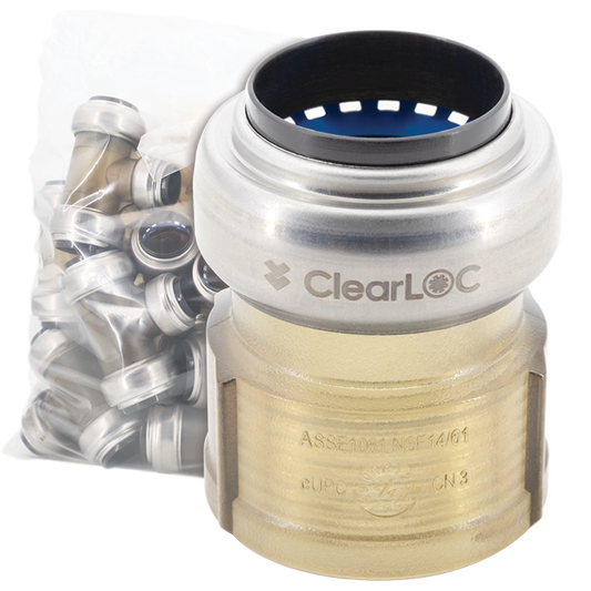 Legend Valves 457-705B 3/4" ClearLOC Removable Push-Fit FNPT Adapter Bulk Pack