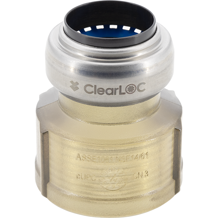Legend Valves 457-704 1/2" x 3/4" ClearLOC Removable Push-Fit FNPT Reducing Adapter