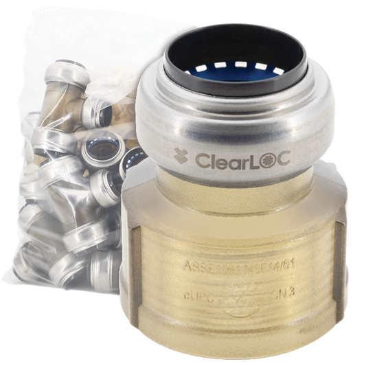 Legend Valves 457-708B 3/4" x 1" ClearLOC Removable Push-Fit FNPT Reducing Adapter Bulk Pack