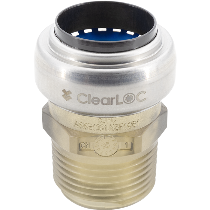 Legend Valves 457-753 1/2" ClearLOC Removable Push-Fit MNPT Adapter