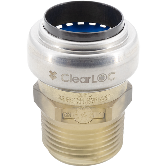 Legend Valves 457-753 1/2" ClearLOC Removable Push-Fit MNPT Adapter
