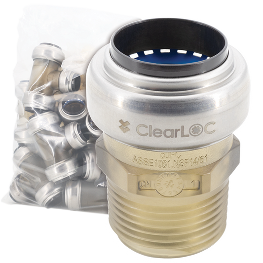 Legend Valves 457-755B 3/4" ClearLOC Removable Push-Fit MNPT Adapter