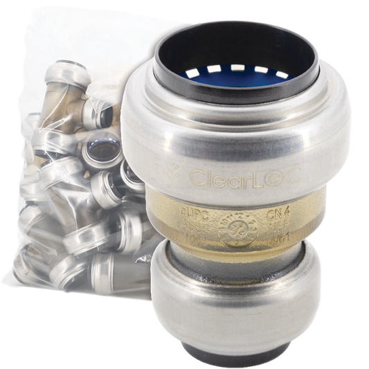 Legend Valves 457-524B 3/4" x 1/2" ClearLOC Removable Push-Fit Reducing Coupling Bulk Pack