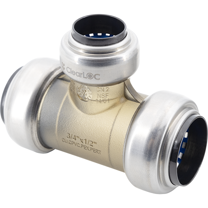 Legend Valves 457-189 1" x 1" x 1/2" ClearLOC Removable Push-Fit Reducing Tee