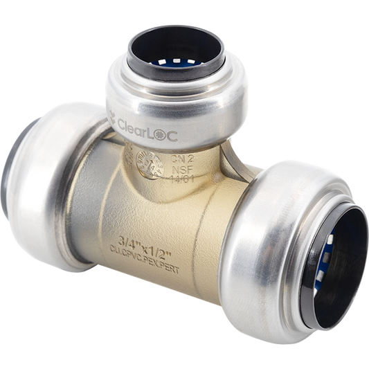 Legend Valves 457-187 1" x 1" x 3/4" ClearLOC Removable Push-Fit Reducing Tee