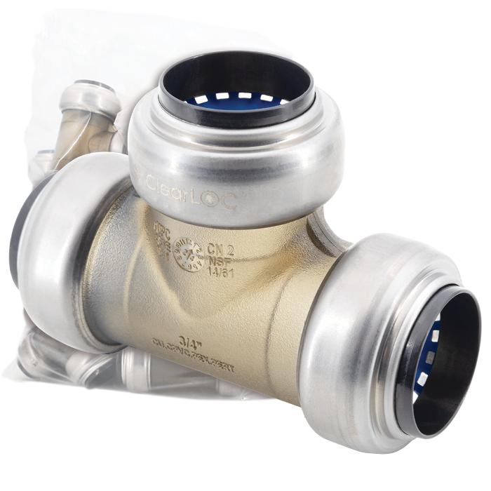 Legend Valves 457-180B 1/2" ClearLOC Removable Push-Fit Tee Bulk Pack
