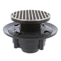 Jones Stephens D49043 2" x 3" Heavy Duty PVC Drain Base with 3-1/2" Plastic Spud and 6" Nickel Bronze Strainer