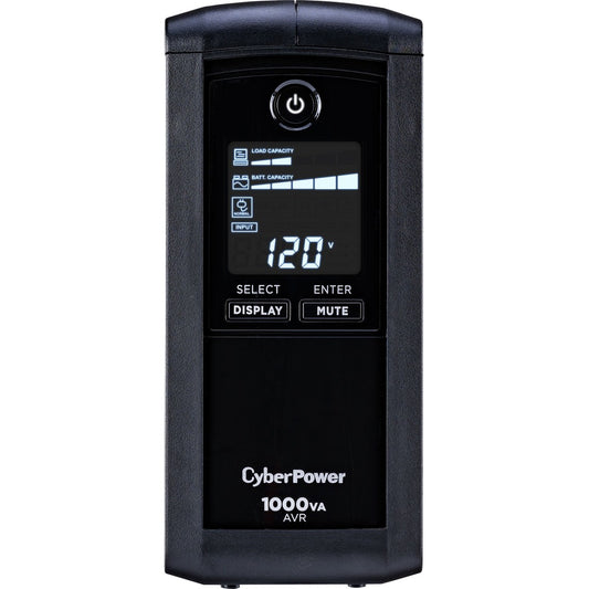 CyberPower Intelligent LCD CP1000AVRLCD 1000VA Tower UPS - 1000VA/600W - 1 Minute Full Load - 4 x NEMA 5-15R - Surge-protected, 5 x NEMA 5-15R - Battery/Surge-protected