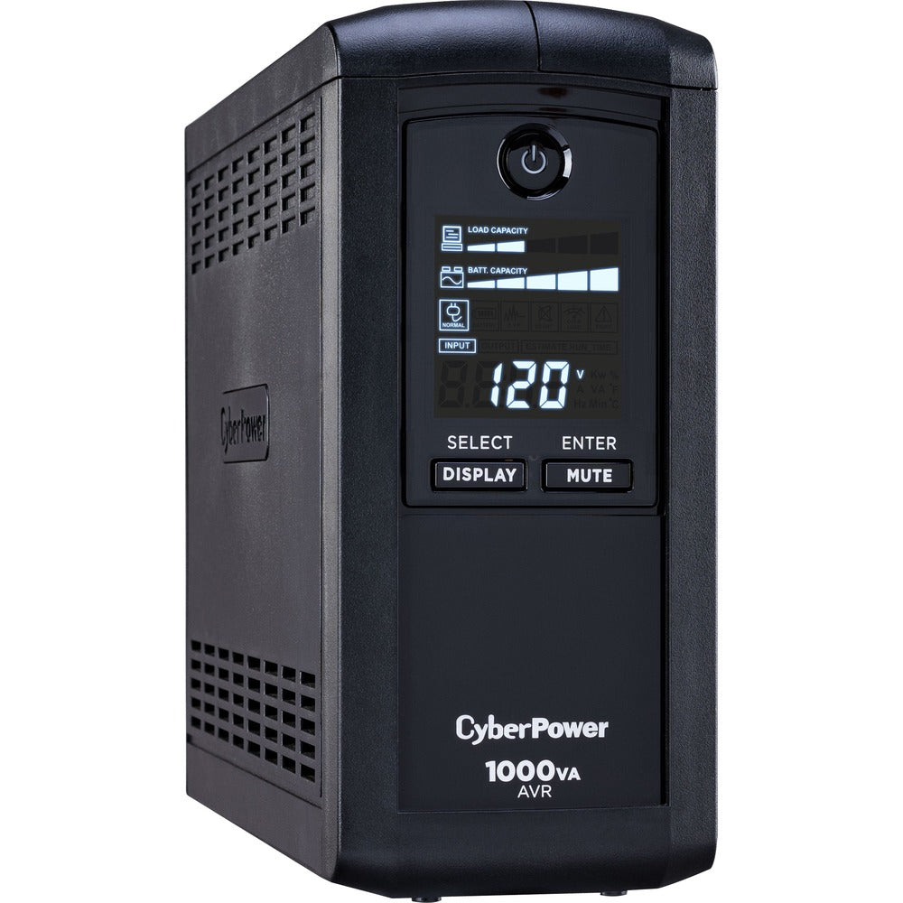 CyberPower Intelligent LCD CP1000AVRLCD 1000VA Tower UPS - 1000VA/600W - 1 Minute Full Load - 4 x NEMA 5-15R - Surge-protected, 5 x NEMA 5-15R - Battery/Surge-protected