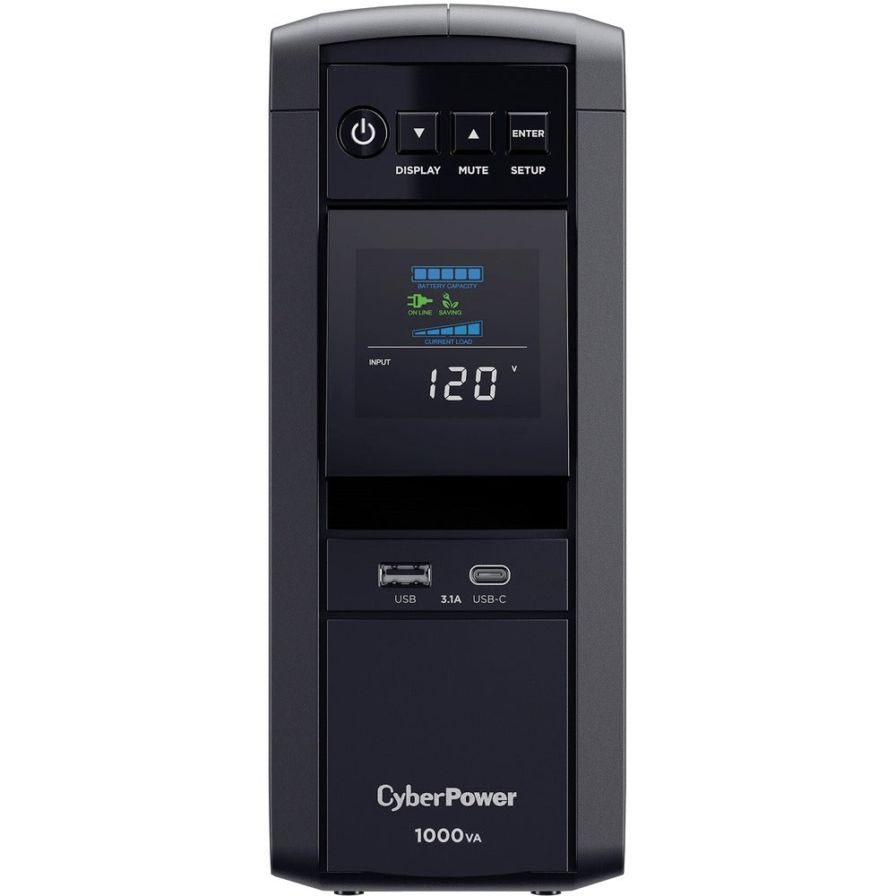 CyberPower CP1000PFCLCD UPS 1000VA 600W PFC compatible Pure sine wave - 1000VA/600W - Mini-tower - 3 Minute Full Load - 10 x NEMA 5-15R