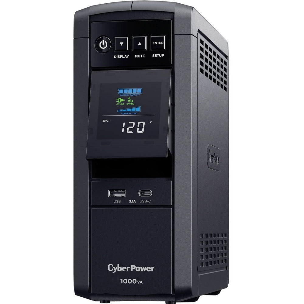 CyberPower CP1000PFCLCD UPS 1000VA 600W PFC compatible Pure sine wave - 1000VA/600W - Mini-tower - 3 Minute Full Load - 10 x NEMA 5-15R