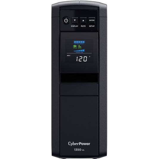 CyberPower CP1350PFCLCD UPS 1350VA 810W PFC compatible Pure sine wave - 1350VA/810W - Tower - 3 Minute Full Load - 10 x NEMA 5-15R