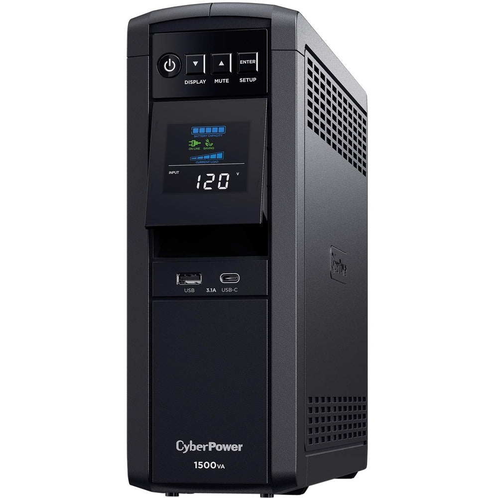 CyberPower CP1500PFCLCD UPS 1500VA 900W PFC compatible Pure sine wave - 1500VA/900W - Tower - 2 Minute Full Load - 10 x NEMA 5-15R