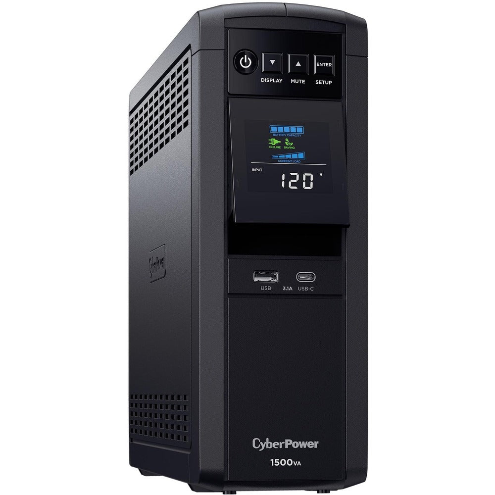 CyberPower CP1500PFCLCD UPS 1500VA 900W PFC compatible Pure sine wave - 1500VA/900W - Tower - 2 Minute Full Load - 10 x NEMA 5-15R