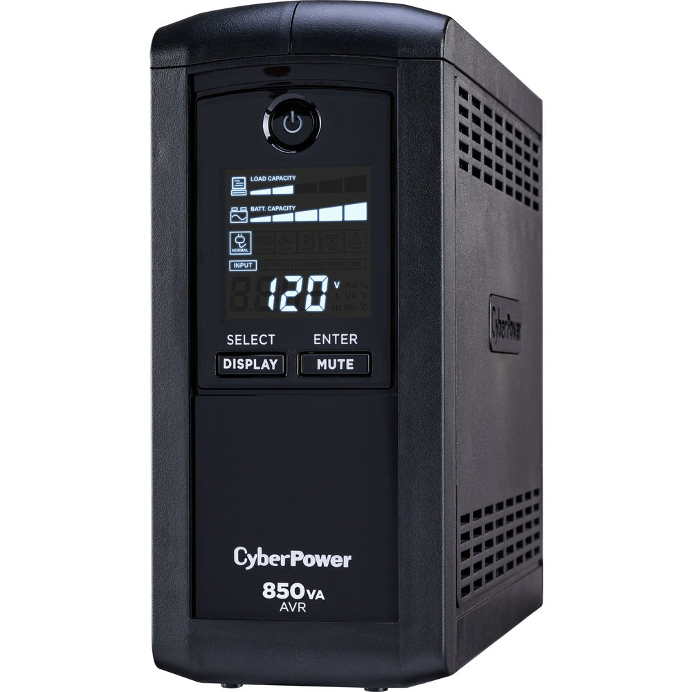 CyberPower Intelligent LCD CP850AVRLCD 850 VA Tower UPS - 850VA/510W - 1 Minute Full Load - 5 x NEMA 5-15R - Battery/Surge-protected, 4 x NEMA 5-15R - Surge-protected