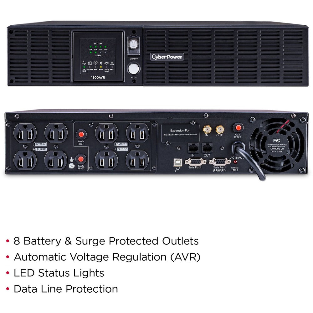 CyberPower Smart App AVR CPS1500AVR 1500VA UPS - 1500VA/950W - 18 Minute Half Load - 6 x NEMA 5-15R - Battery/Surge-protected