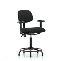 Blue Ridge Ergonomics FMBCH-CR-T1-A0-CF-RG-F42 Rutledge Fabric Chair Chrome - Medium Bench Height with Seat Tilt, Chrome Foot Ring, & Stationary Glides in Black Fabric