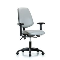 Blue Ridge Ergonomics VDHCH-CR-T1-A0-RG-8567 Rutledge Vinyl Chair Chrome - Desk Height with Seat Tilt & Stationary Glides in Dove Trailblazer™ Vinyl