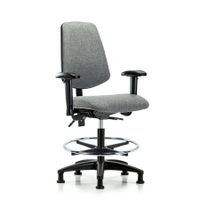Blue Ridge Ergonomics FDHCH-MB-RT-T0-A1-RG-F44 Rutledge Fabric Chair - Desk Height with Round Tube Base, Medium Back, Adjustable Arms, & Stationary Glides in Gray Fabric