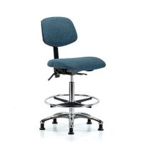 Blue Ridge Ergonomics FDHCH-CR-T1-A1-RG-F43 Rutledge Fabric Chair Chrome - Desk Height with Seat Tilt, Adjustable Arms, & Stationary Glides in Blue Fabric