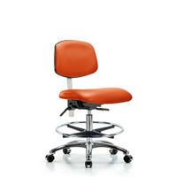 Blue Ridge Ergonomics VMBST-RT-T1-RC-8822 Rutledge Vinyl Stool with Back - Medium Bench Height with Round Tube Base, Seat Tilt, & Casters in Storm Supernova™ Vinyl