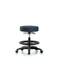 Blue Ridge Ergonomics VHBST-RG-T0-BF-RG-8582 Rutledge Vinyl Stool with Back - High Bench Height with Black Foot Ring & Stationary Glides in Imperial Blue Trailblazer™ Vinyl