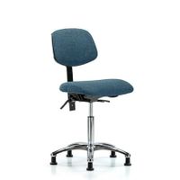 Blue Ridge Ergonomics IPDHSO-CR-RG-BLU Huron Polyurethane Stool Chrome - Desk Height with Stationary Glides in Blue Polyurethane
