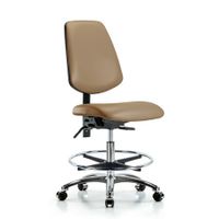 Blue Ridge Ergonomics VDHCH-MB-CR-T1-A0-CC-8540 Rutledge Vinyl Chair Chrome - Desk Height with Medium Back, Seat Tilt, & Casters in Black Trailblazer™ Vinyl