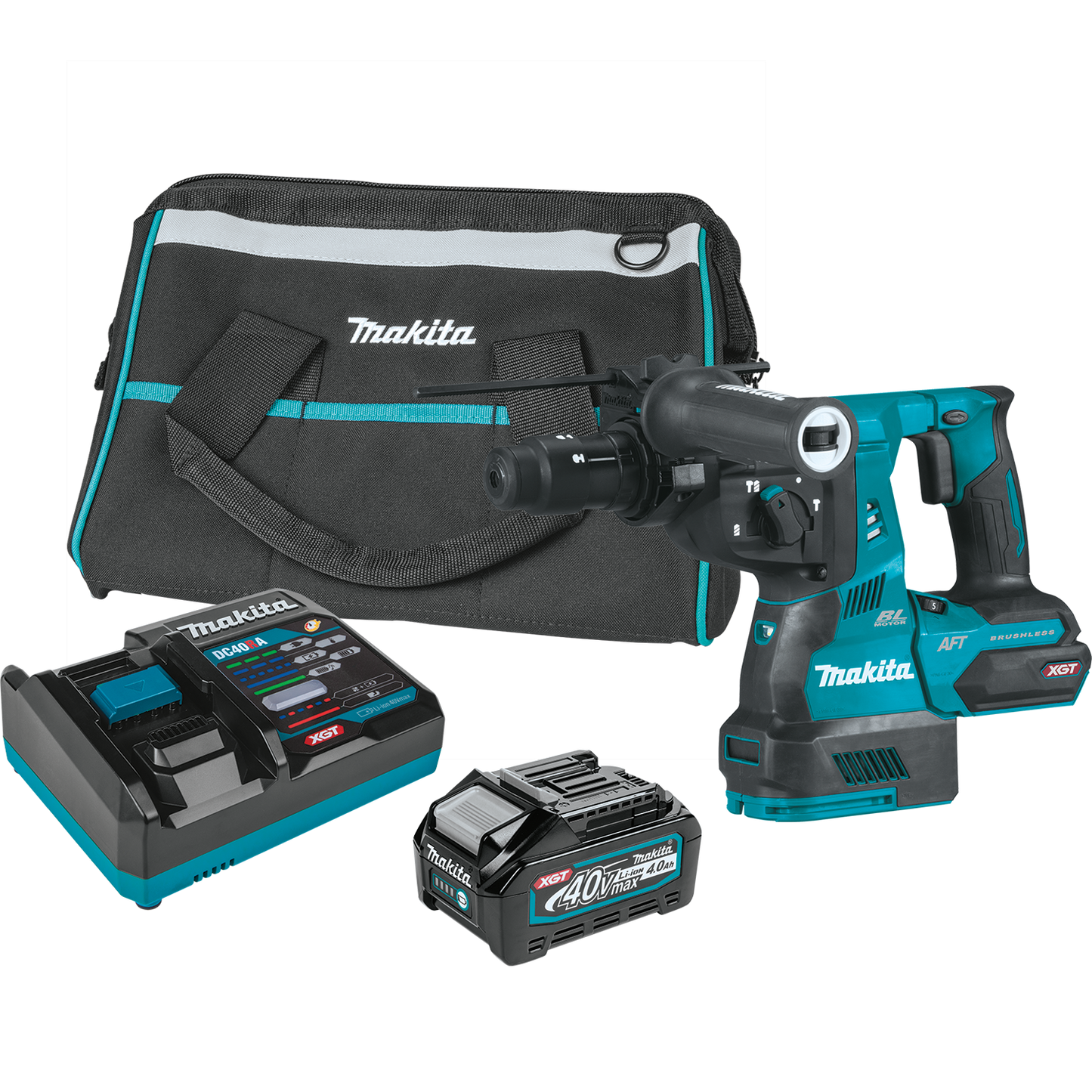 Makita GRH02M1 40V max XGT® Brushless Cordless 1‘1/8" SDS‘PLUS AVT® Rotary Hammer Kit, with Interchangeable Chuck, AWS® Capable (4.0Ah)