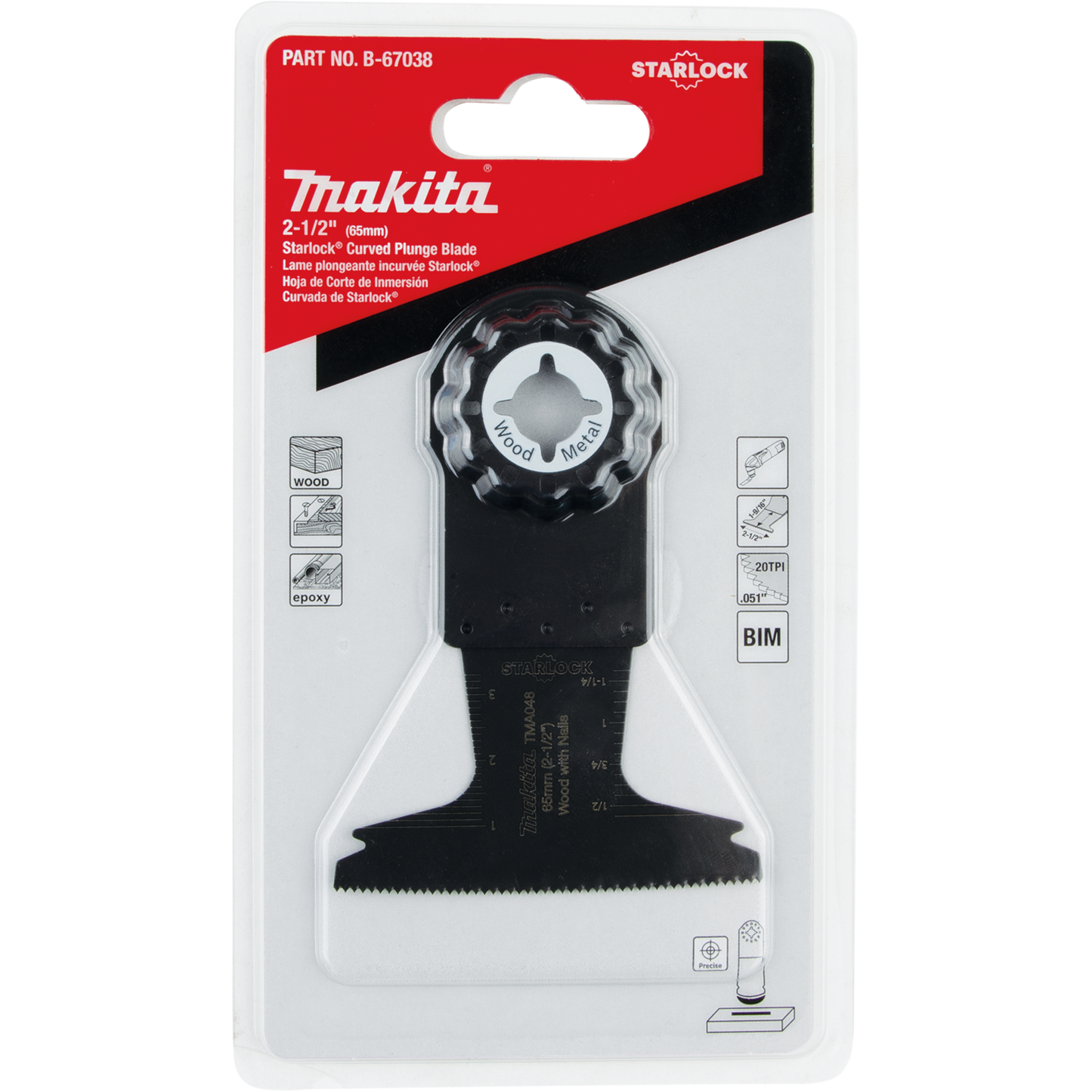 Makita B-67038 Starlock® Oscillating Multi‘Tool 2‘1/2" Bi‘Metal Curved Plunge Cut Blade