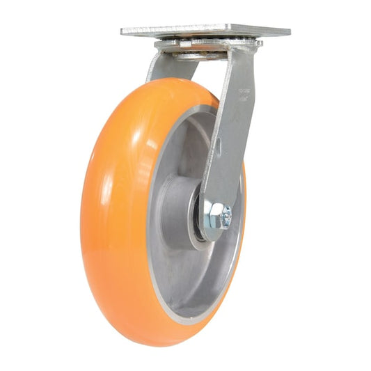 Vestil CST-F34-8X2SI-S Polyurethane Swivel Caster 8 In. Diameter x 2 In. Width 1250 Lb. Capacity Butterscotch/Silver