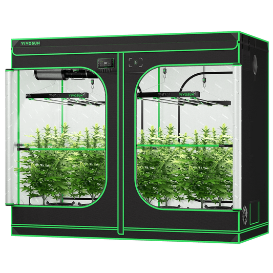 Vivosun Smart Grow Tent Kit GIY-SGS-84 Pro 4x8, 8-Plant Complete System, with WiFi E42A+ Controller, 2x 450W VSFD4500 LED Grow Light, and 8-inch AeroZesh T8 Ventilation Combo