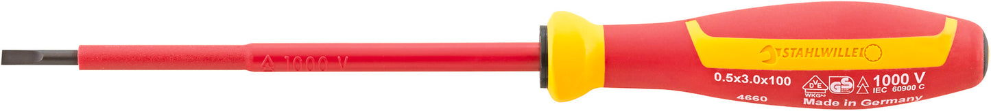 Stahlwille 46603035 4660 VDE 3 0,6X 3,5X100 VDE SCHLITZSCHRAUBENDREHER MIT DRALL-GRIFF Vde Electrician'S Slotted Screwdriver Drall+