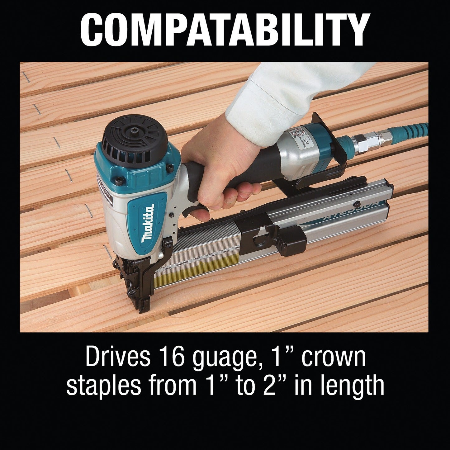 Makita AT2550A 1" Wide Crown Stapler, 16 Ga.