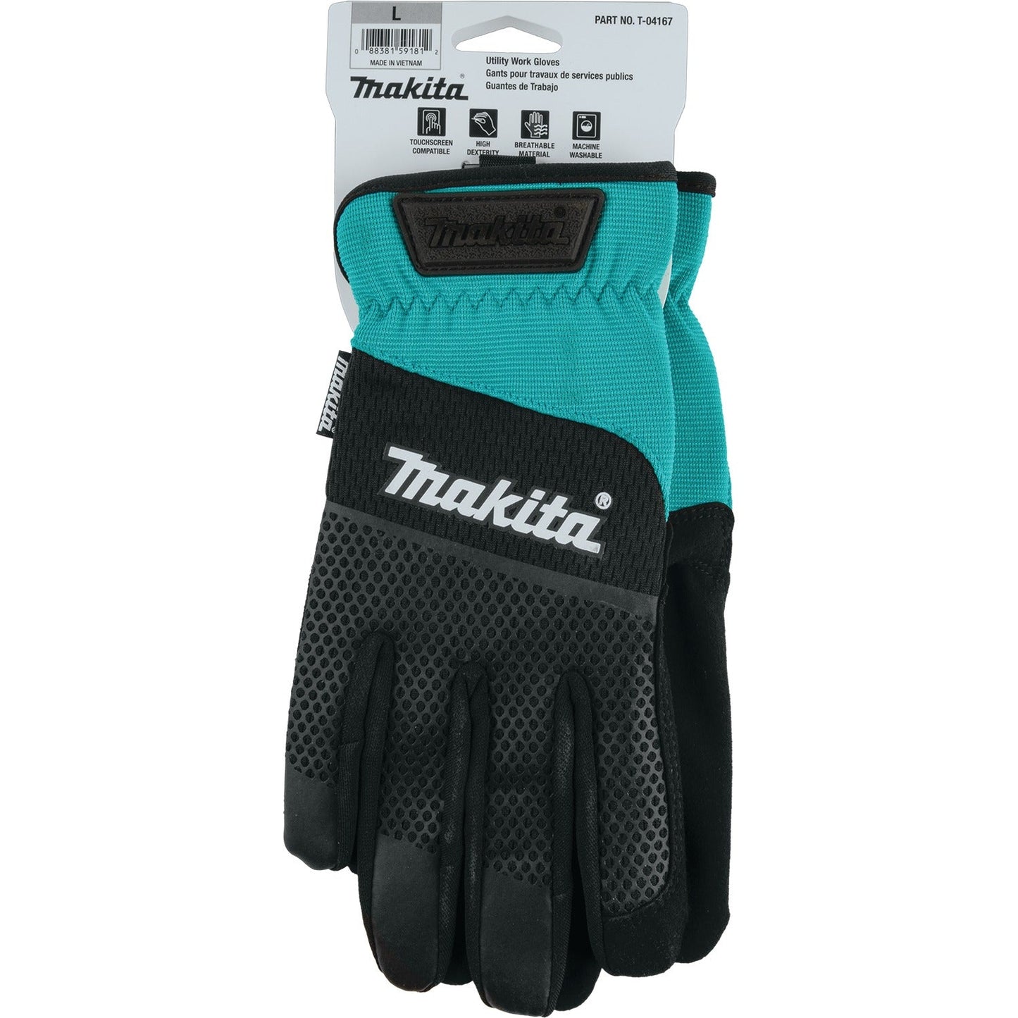 Makita T-04167 Open Cuff Flexible Protection Utility Work Gloves (Large)