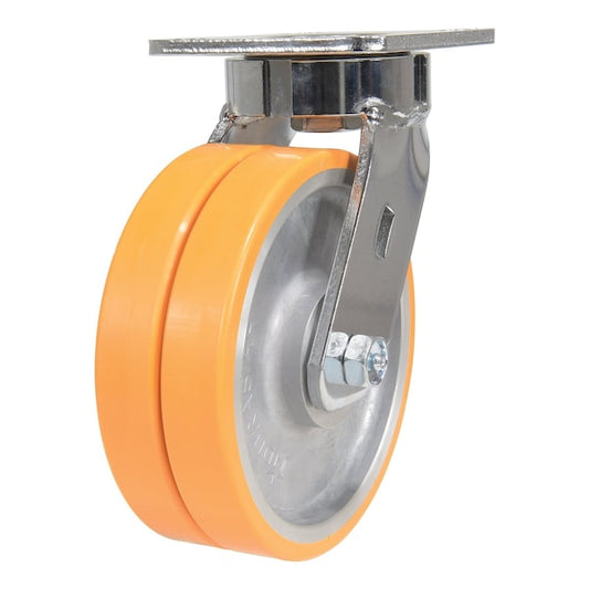 Vestil CST-FXE-6X2DSI-S Sirius Polyurethane Dual Swivel Caster 6 In. Diameter x 2 In. Width 1500 lb Orange/Gray