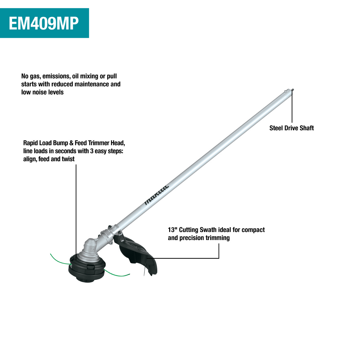 Makita XUX02ZX1 18V LXT® Lithium‘Ion Brushless Cordless Couple Shaft Power Head w/ 13" String Trimmer Attachment, Tool Only