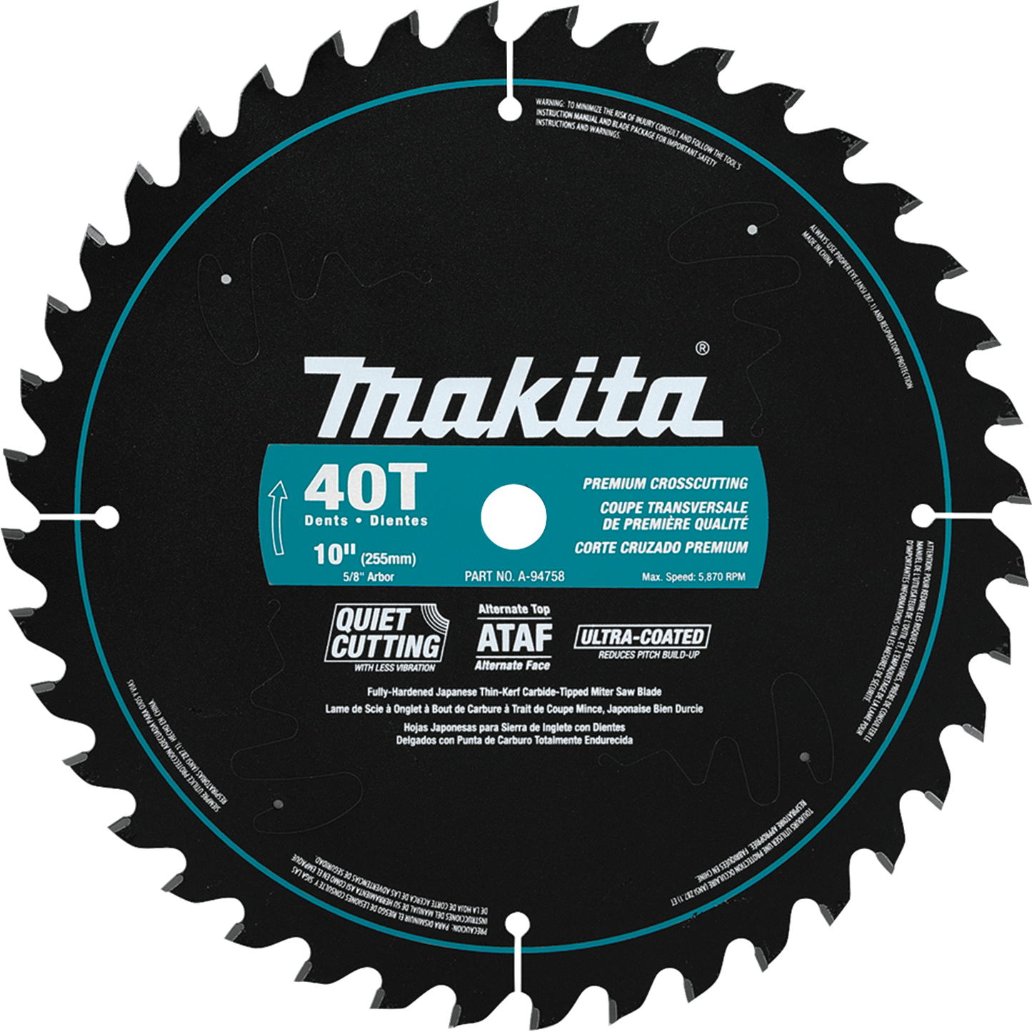 Makita A-94758 10" 40T Ultra‘Coated Miter Saw Blade