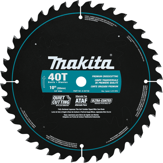 Makita A-94758 10" 40T Ultra‘Coated Miter Saw Blade