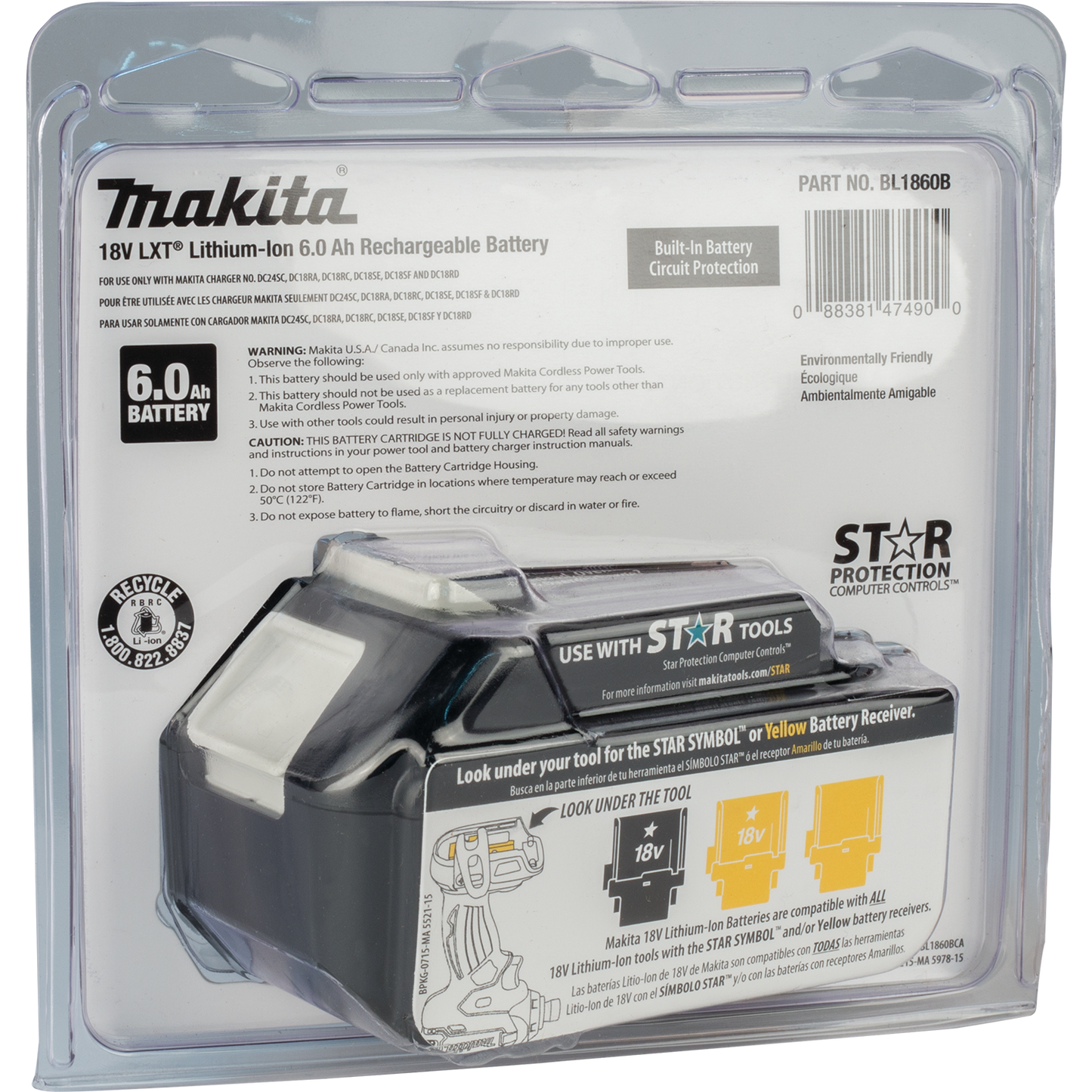 Makita BL1860B 18V LXT® Lithium‘Ion 6.0Ah Battery