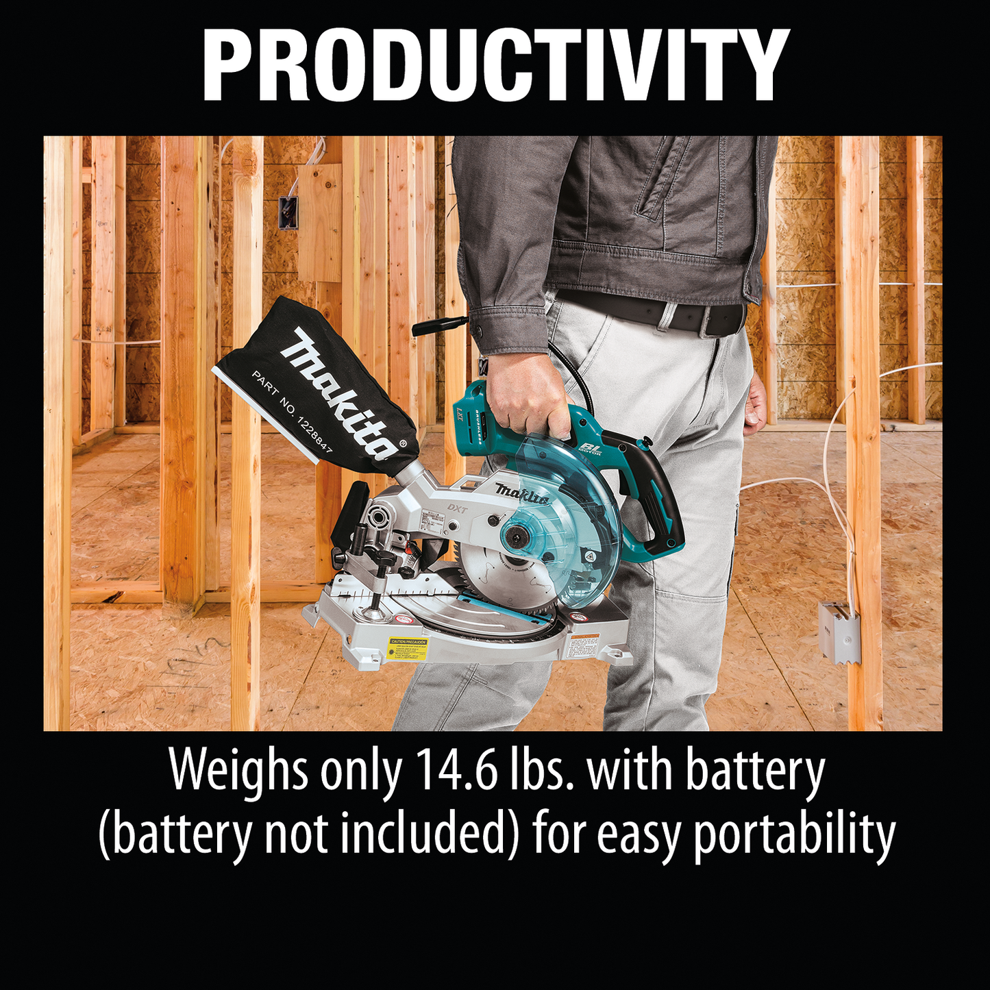 Makita XSL05Z 18V LXT® Lithium‘Ion Brushless Cordless 6‘1/2" Compact Dual‘Bevel Compound Miter Saw with Laser, Tool Only