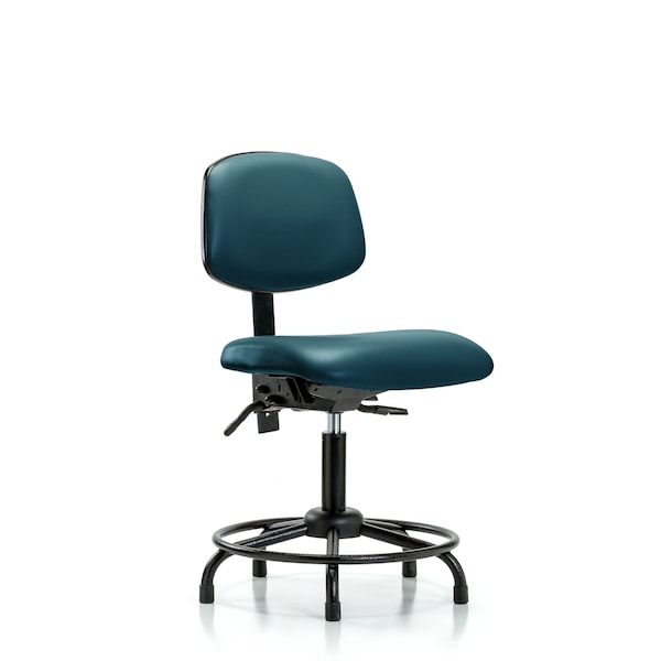 Blue Ridge Ergonomics VDHCH-RG-T0-A1-RC-8801 Rutledge Vinyl Chair - Desk Height with Adjustable Arms & Casters in Marine Blue Supernova™ Vinyl