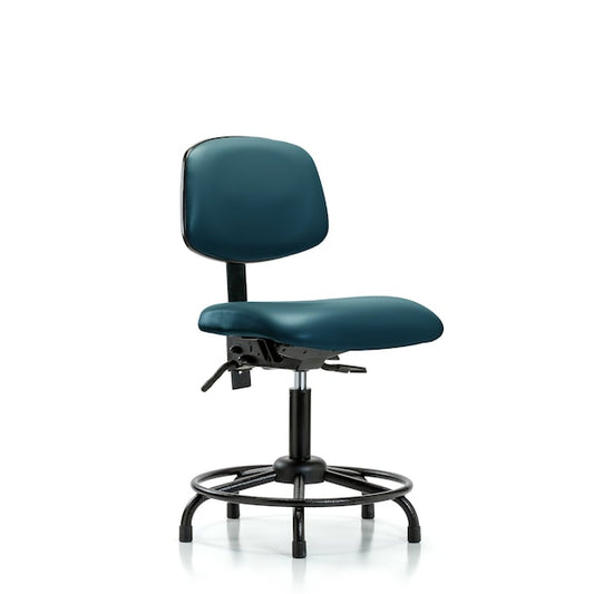 Blue Ridge Ergonomics VDHCH-RG-T0-A1-RC-8801 Rutledge Vinyl Chair - Desk Height with Adjustable Arms & Casters in Marine Blue Supernova™ Vinyl