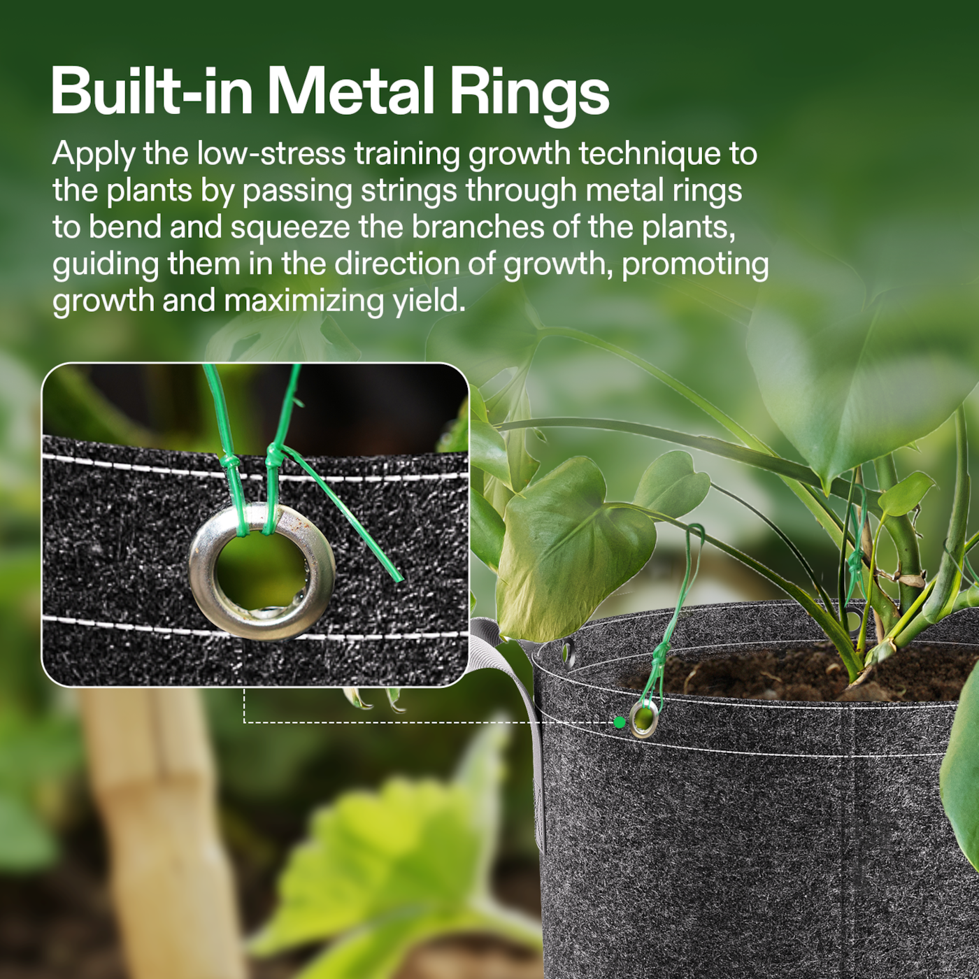 Vivosun 5 Gallon Grow Bags 5-Pack Black Thickened Nonwoven Fabric Pots with Handles, Multi-Purpose Rings