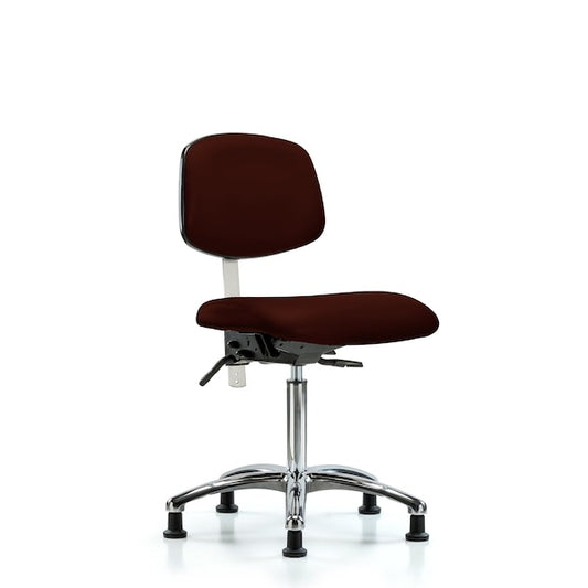 Blue Ridge Ergonomics NCR-VMBCH-CR-T1-A0-NF-RG-8569 Class 100 Vinyl Clean Room Chair - Medium Bench Height with Seat Tilt & Stationary Glides in Burgundy Trailblazer™ Vinyl