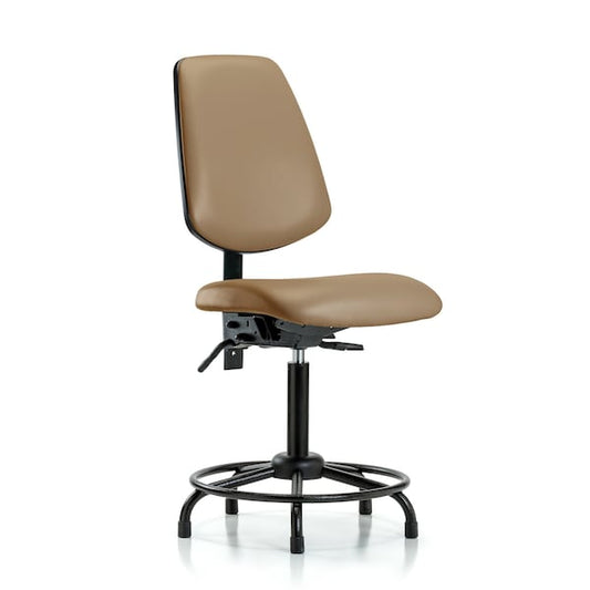 Blue Ridge Ergonomics VMBCH-RT-T0-A0-RG-8584 Rutledge Vinyl Chair - Medium Bench Height with Round Tube Base & Stationary Glides in Taupe Trailblazer™ Vinyl