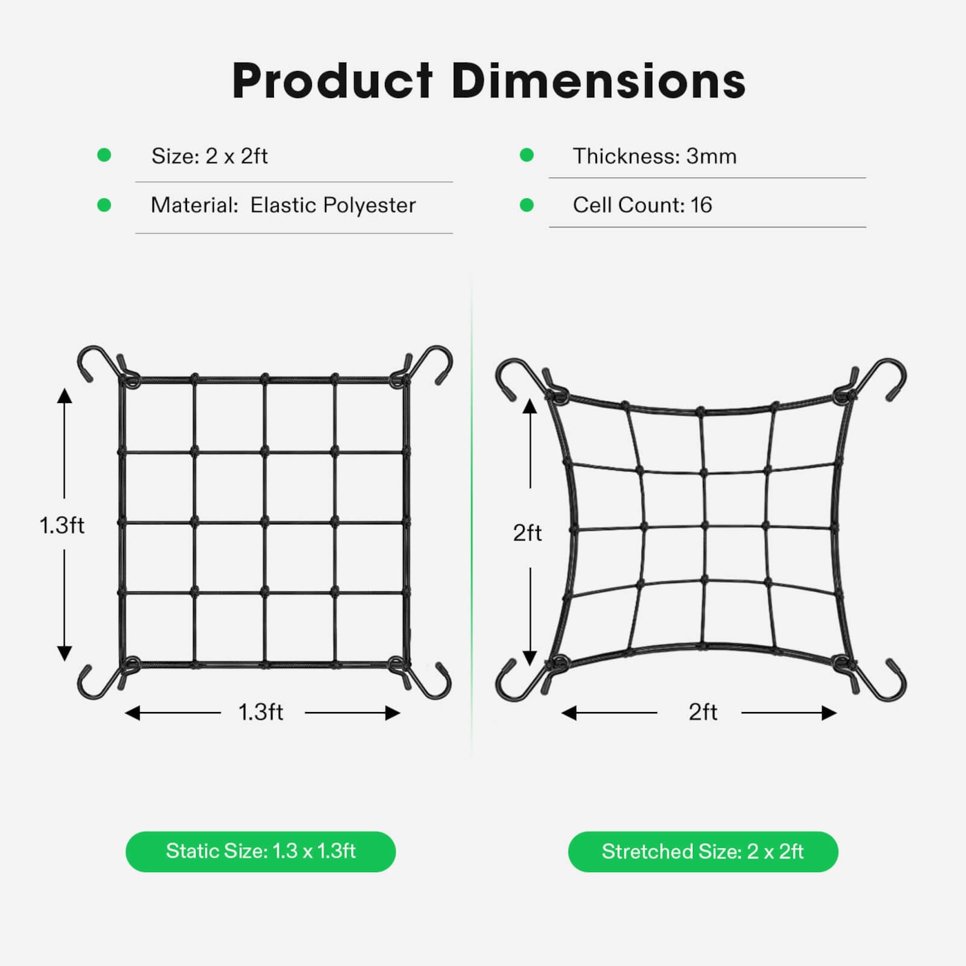 Vivosun 2 x 2Ft. Elastic Trellis Netting with 4 Hooks