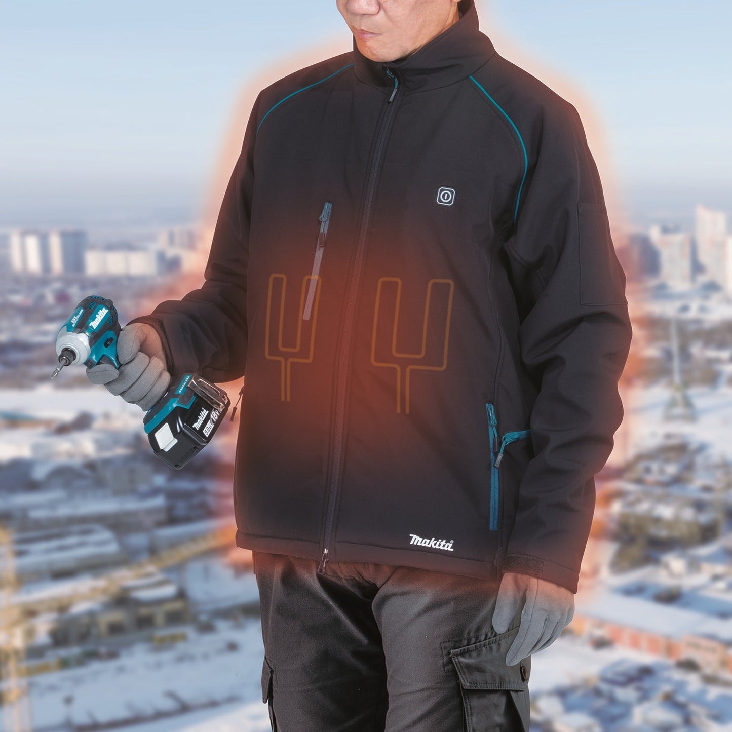 Makita DCJ205Z2XL 18V LXT® Lithium‘Ion Cordless Heated Jacket, Jacket Only (Black, 2XL)